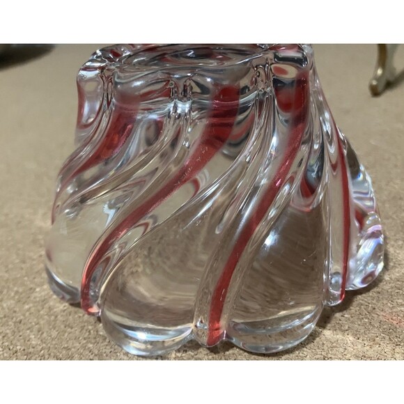 Mikasa Thick Art Glass Red Peppermint Swirl Candy Dish Dip Bowl 4x3' - Picture 6 of 13